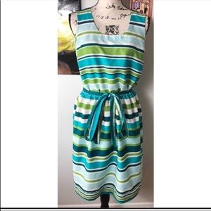 Banana Republic size 6 teal and blue belted dress.